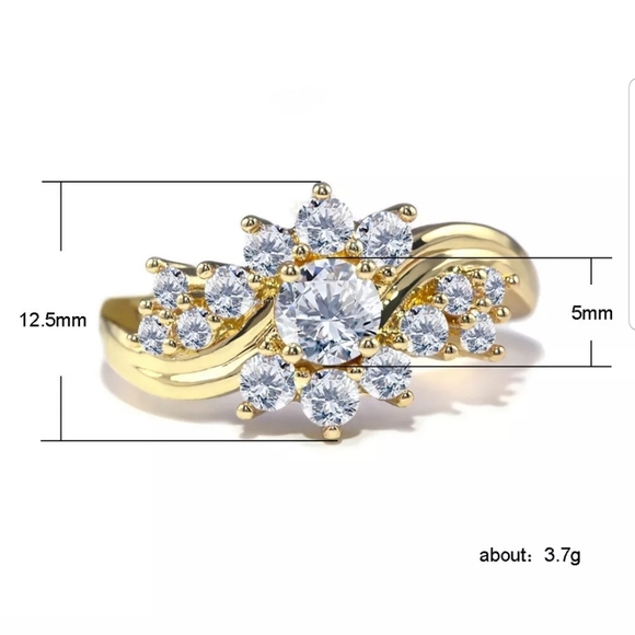 New 18k gold Plated S925 white sapphire ring - Picture 3 of 7